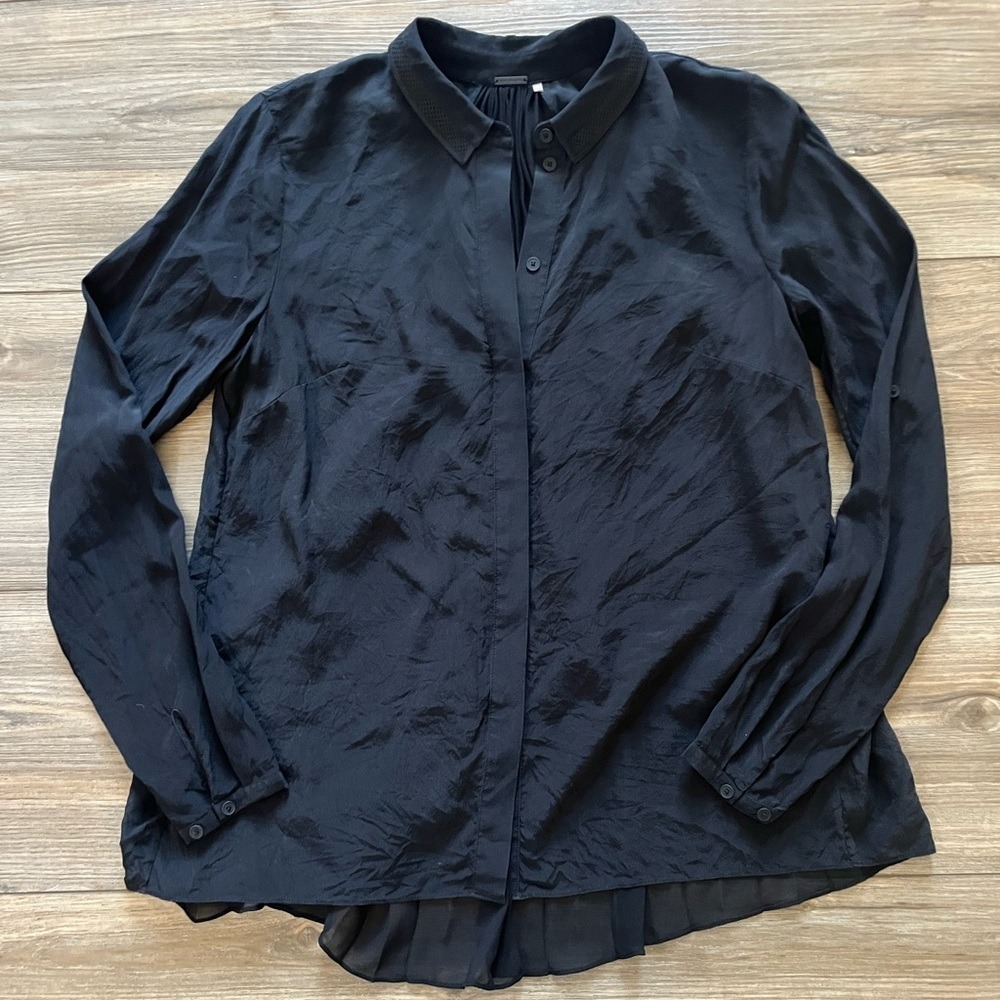 Elie Tahari Black‎ Pleated Collar Blouse